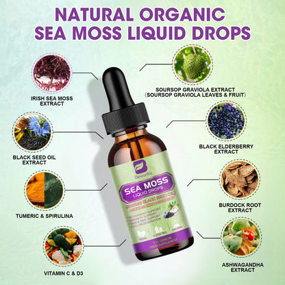 BEWORTHS Sea MOSS& Soursop Graviola Extract Drops Support Immunity and Kidney Health, Promote Digestion and Antioxidation