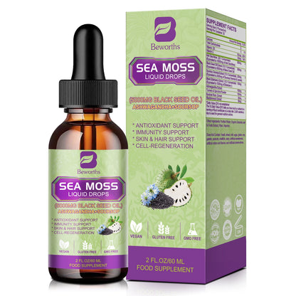 BEWORTHS Sea MOSS& Soursop Graviola Extract Drops Support Immunity and Kidney Health, Promote Digestion and Antioxidation